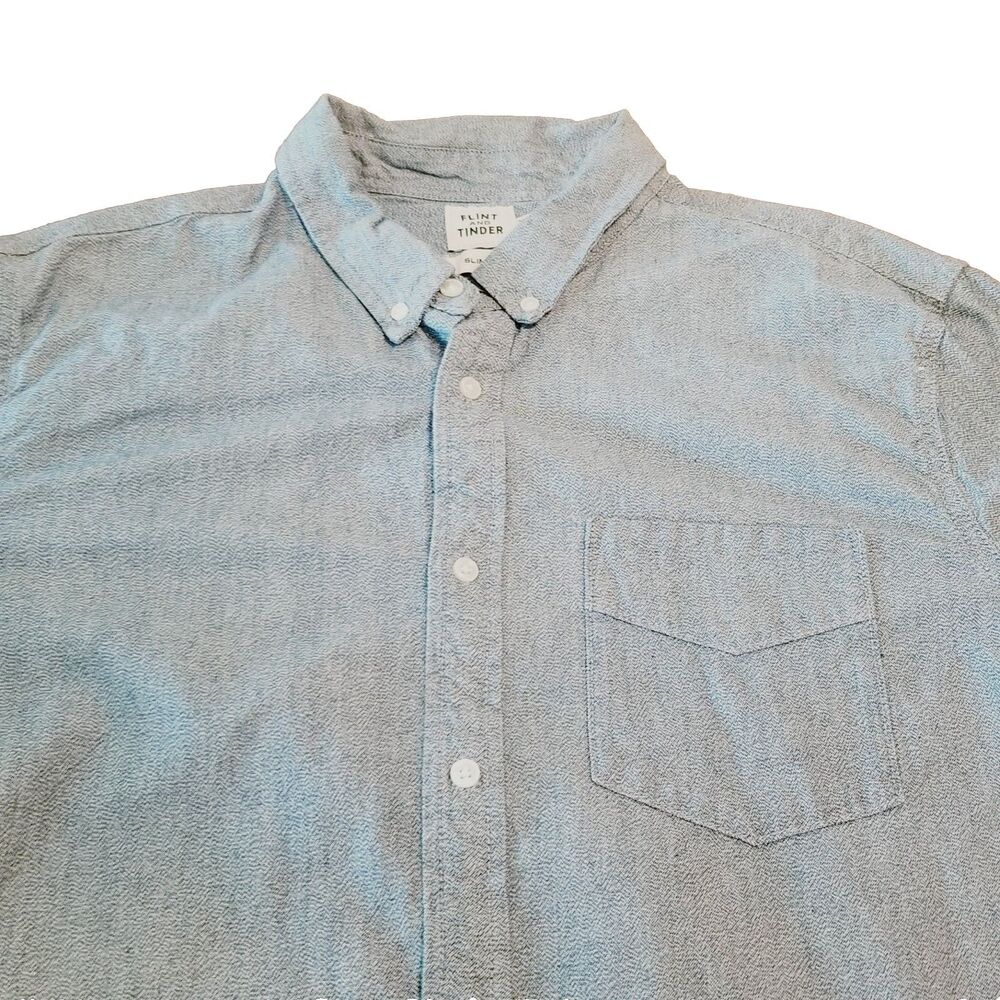 Flint and Tinder Shirt Men's Size XXL Blue Gray Selvedge Architect Slim Fit